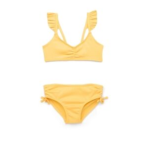 Girls Rib Knit Ruffle Strap Bikini Top & Mid-Rise Tie Bottoms Sz S (6-6x) NWT